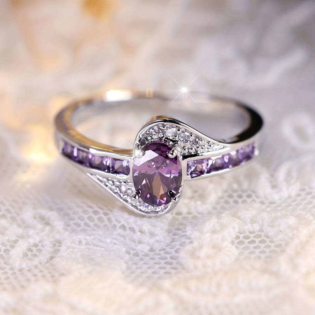 Anillo giratorio de cristal Susurro Violeta