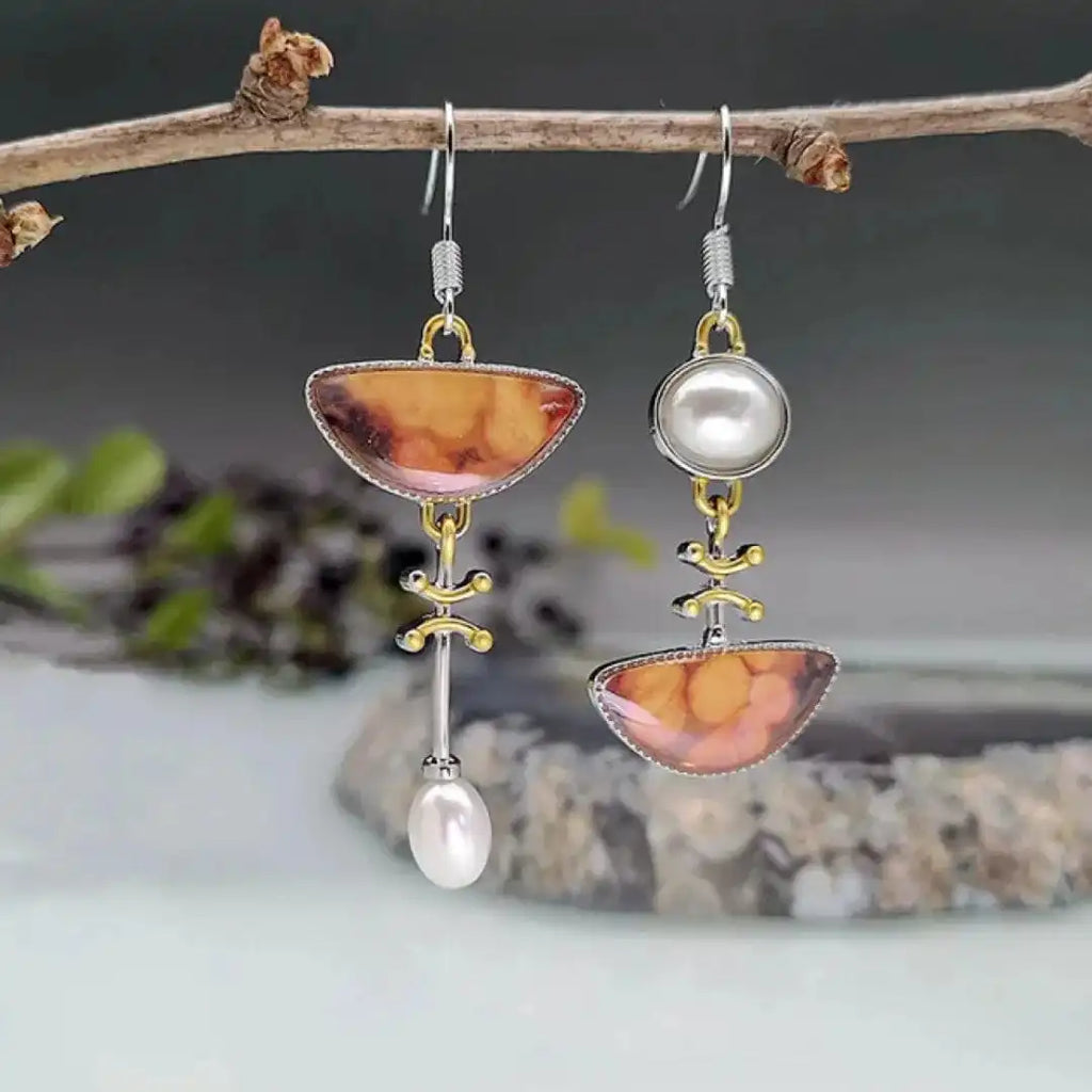 Pendientes de piedra natural naranja