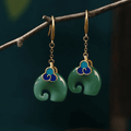Pendientes de elefante verde retro