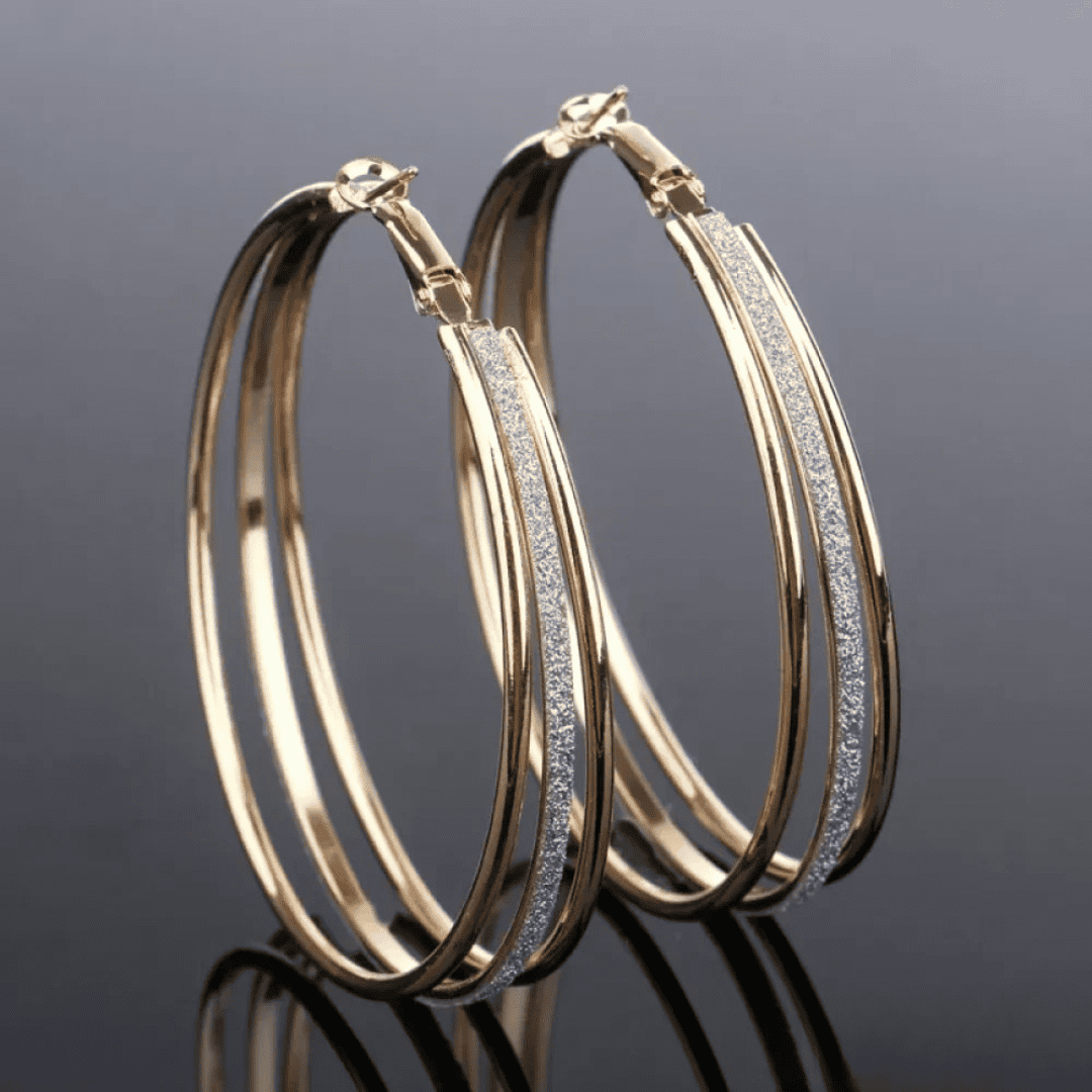 Pendientes retro de aro dorado