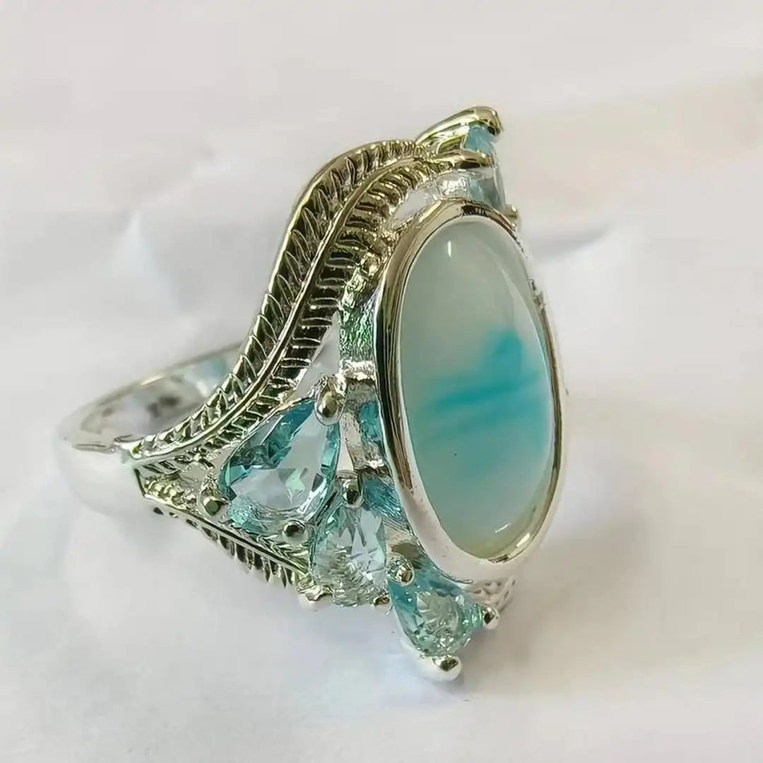 Anillo de ópalo turquesa vintage