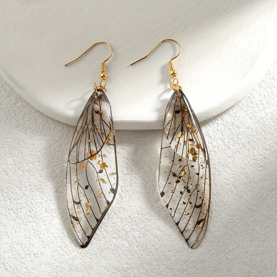 Pendientes Colgantes de Resina con Alas de Mariposa