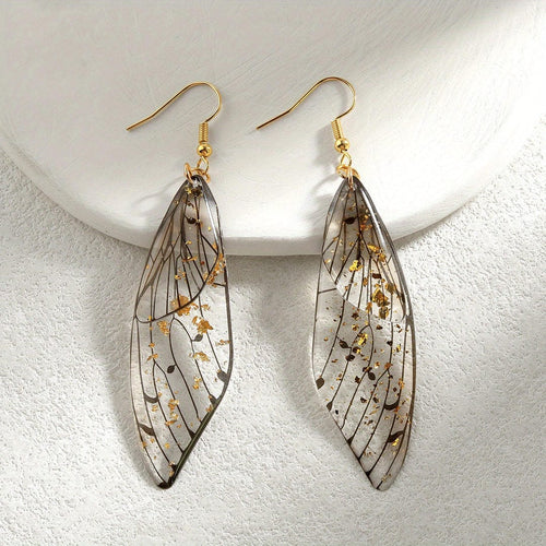 Pendientes Colgantes de Resina con Alas de Mariposa