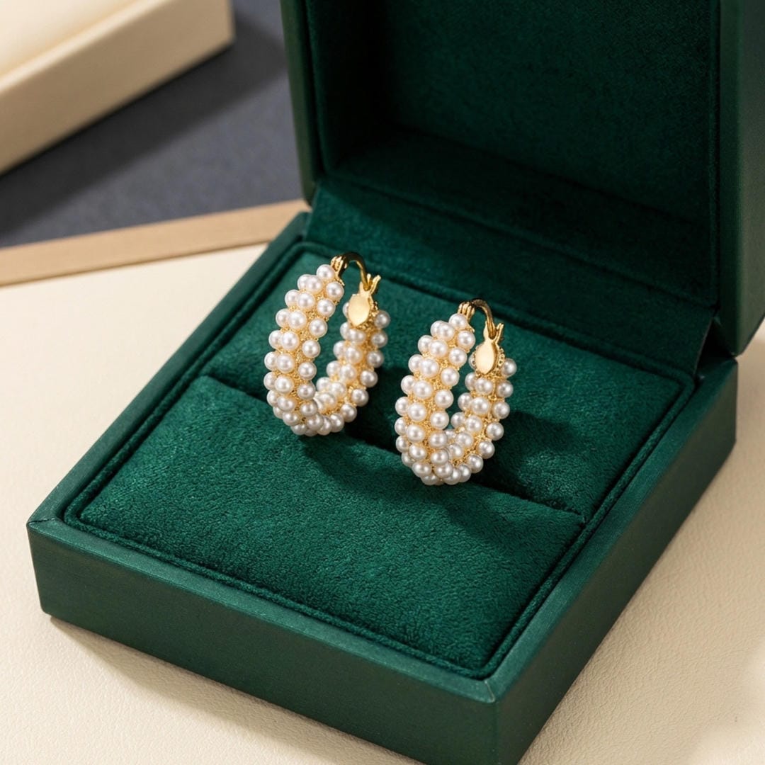 Pendientes de aro con perlas