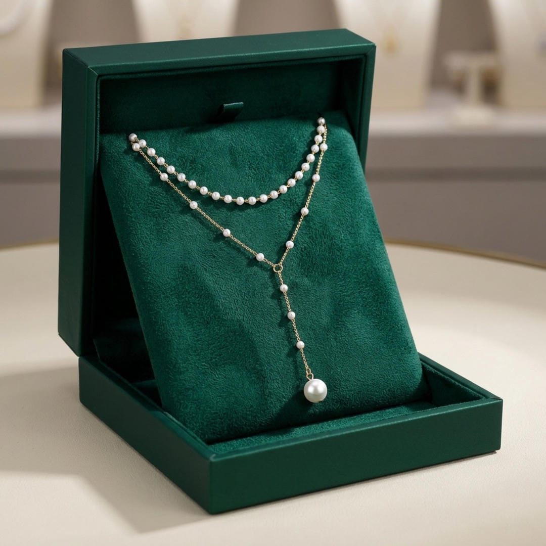 Collar en capas de perlas y cadena en Y