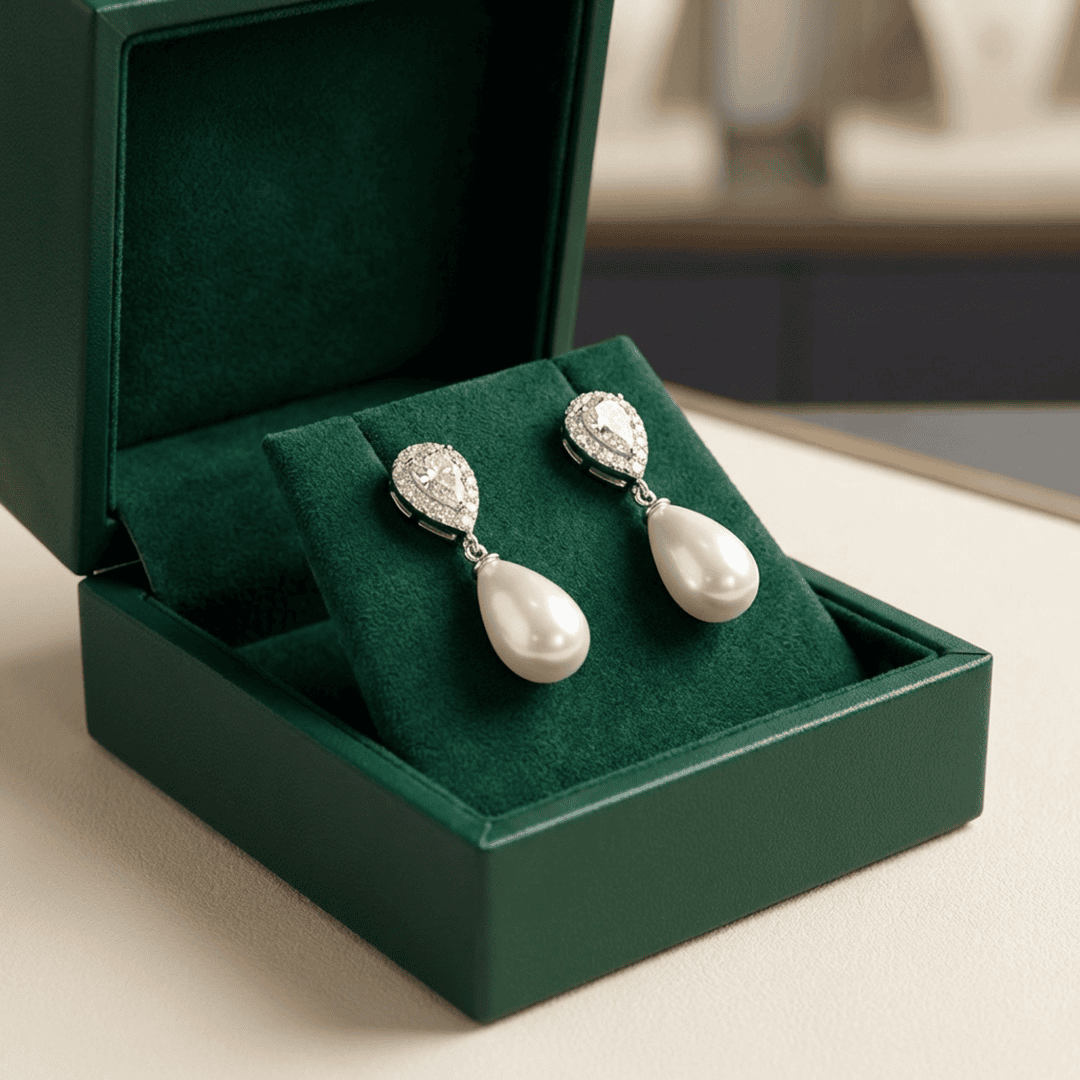 Pendientes de gota de perla en forma de lágrima