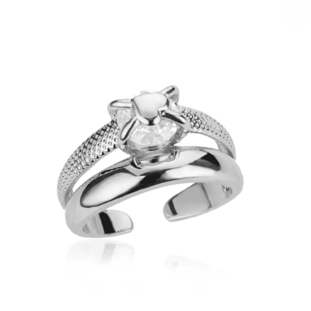 Anillo de circonita con corazón ajustable