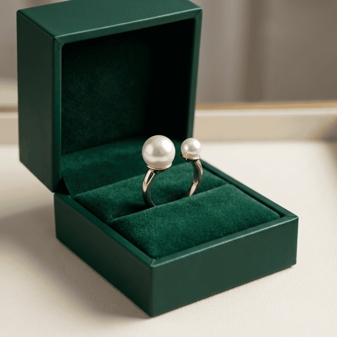 Anillo llamativo ajustable Duo Pearl