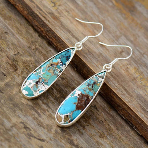 Pendientes Chic de Jaspe Turquesa en Forma de Gota