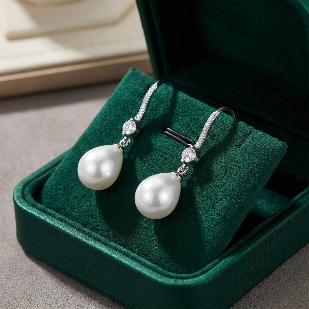 Pendientes de gota de cristal con perlas en forma de lágrima