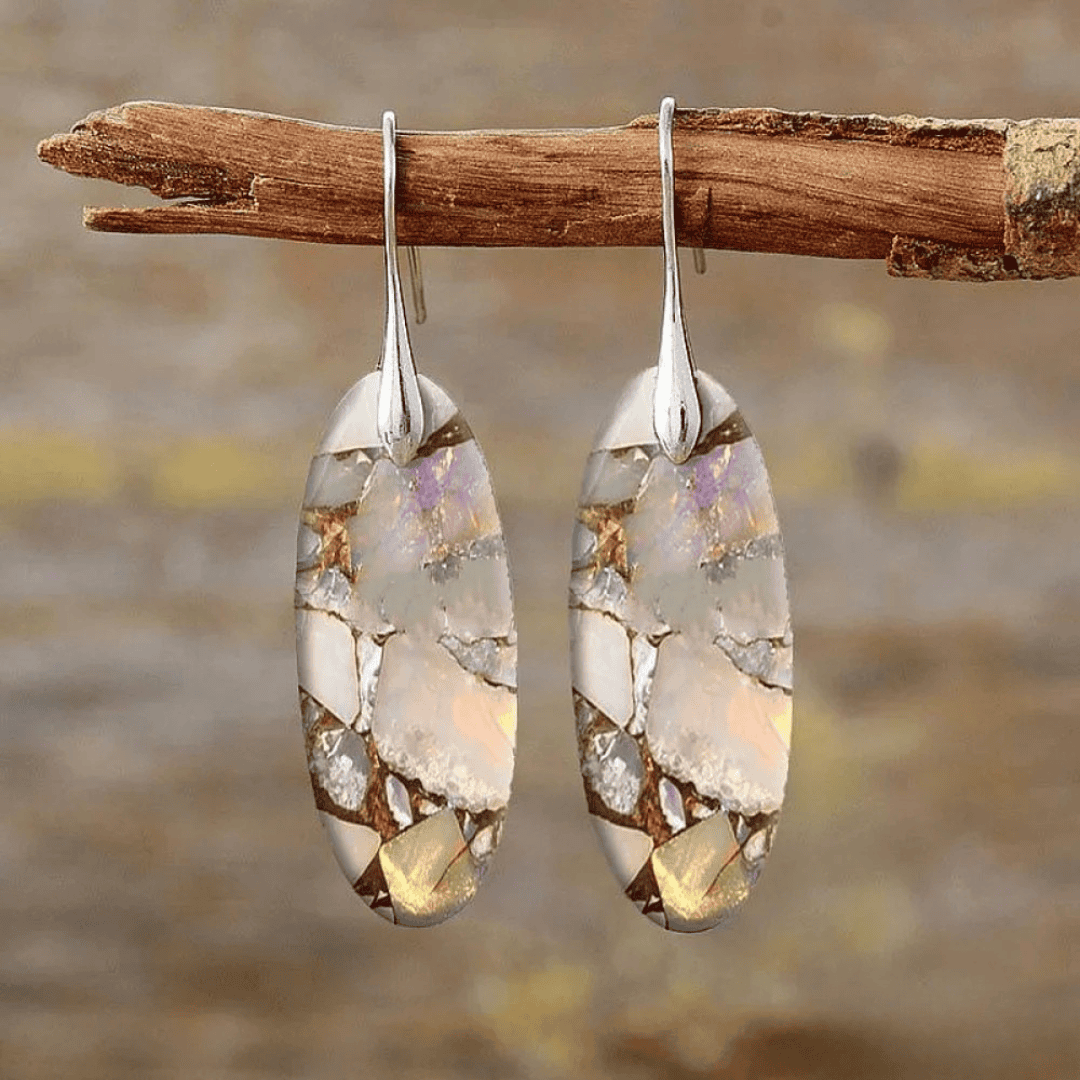 Pendientes vintage ovalados de piedra