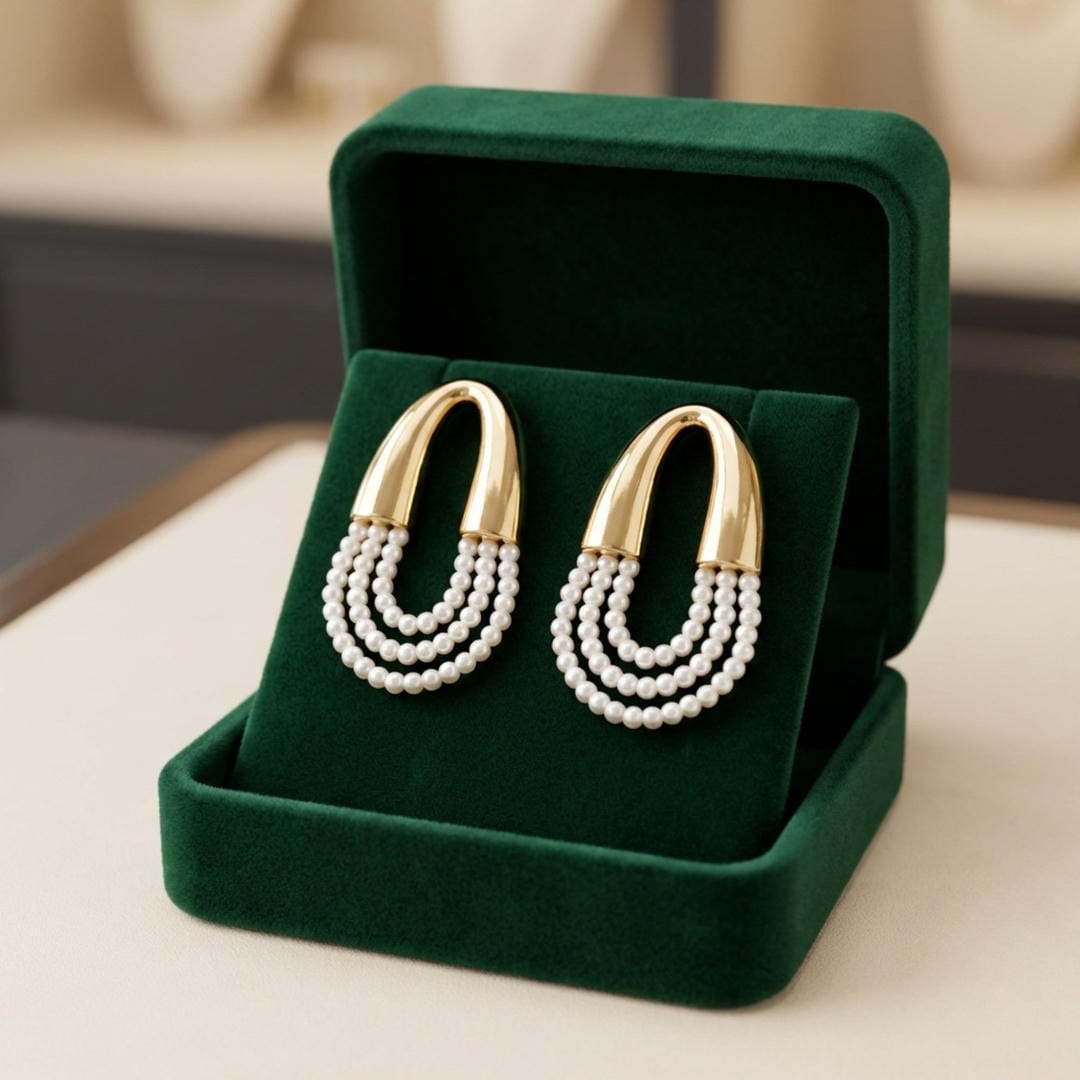 Pendientes colgantes Pearl Draped U Link