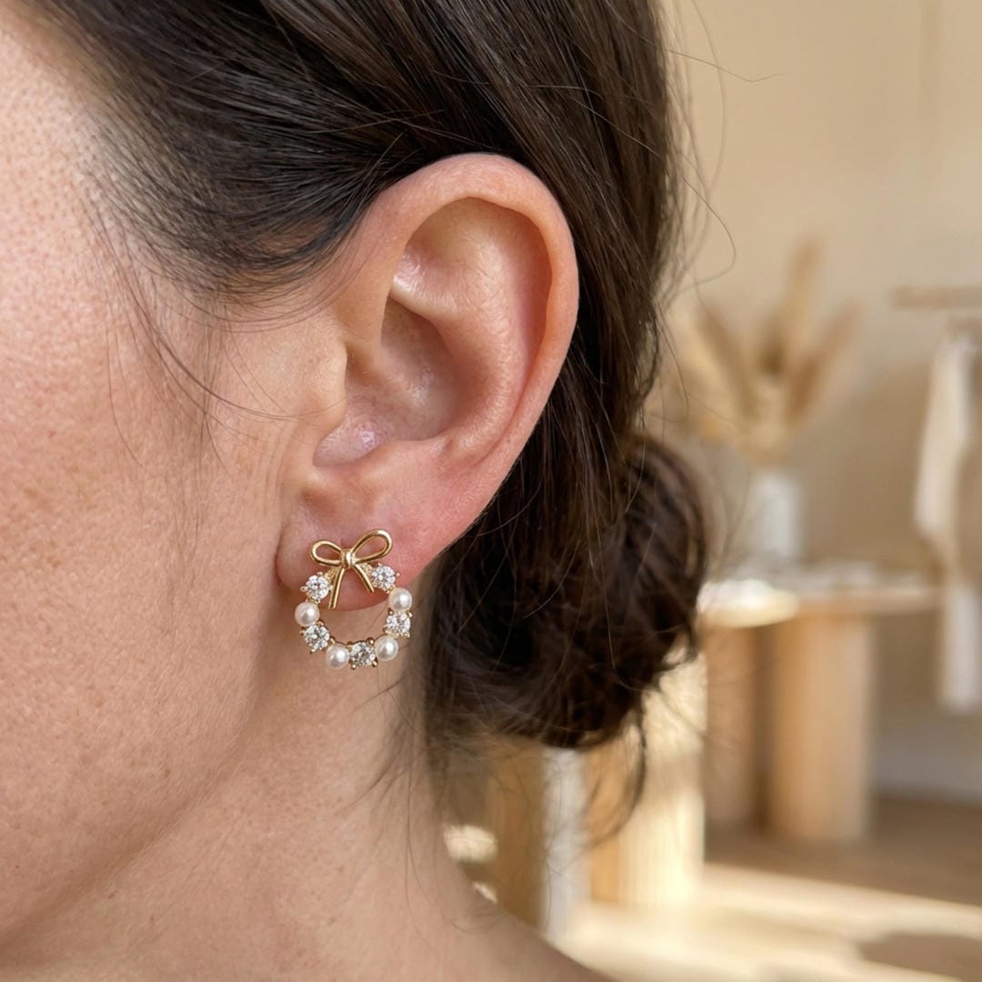 Pendientes de Lazo Halo Perla