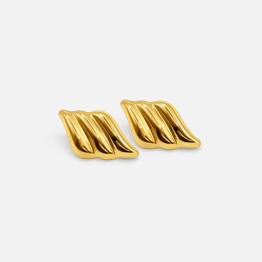 Pendientes de barra ondulada modernos en dorado