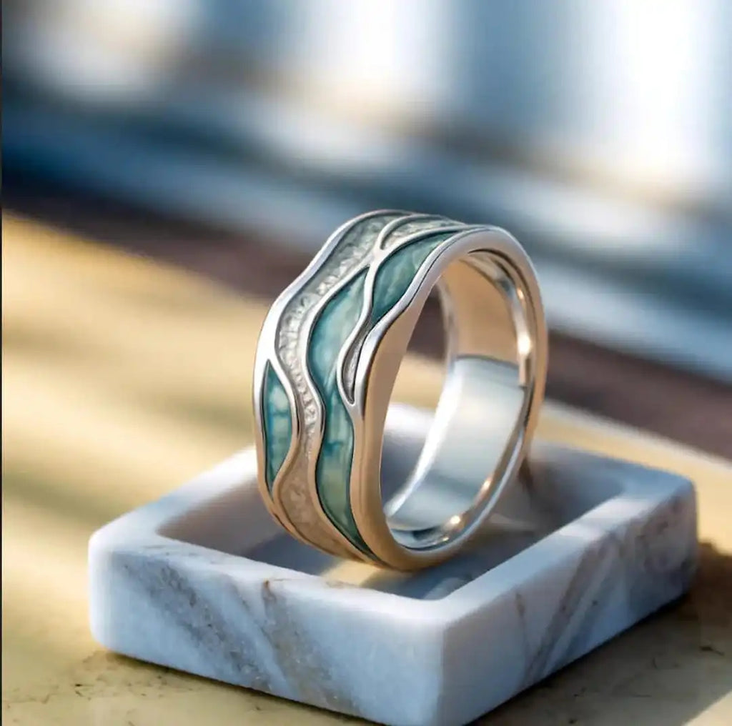 Anillo Ondulado Turquesa Seasilver