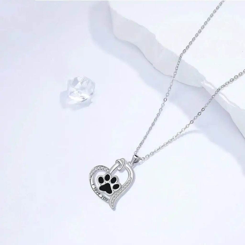 Collar con colgante de huella de pata conmovedora