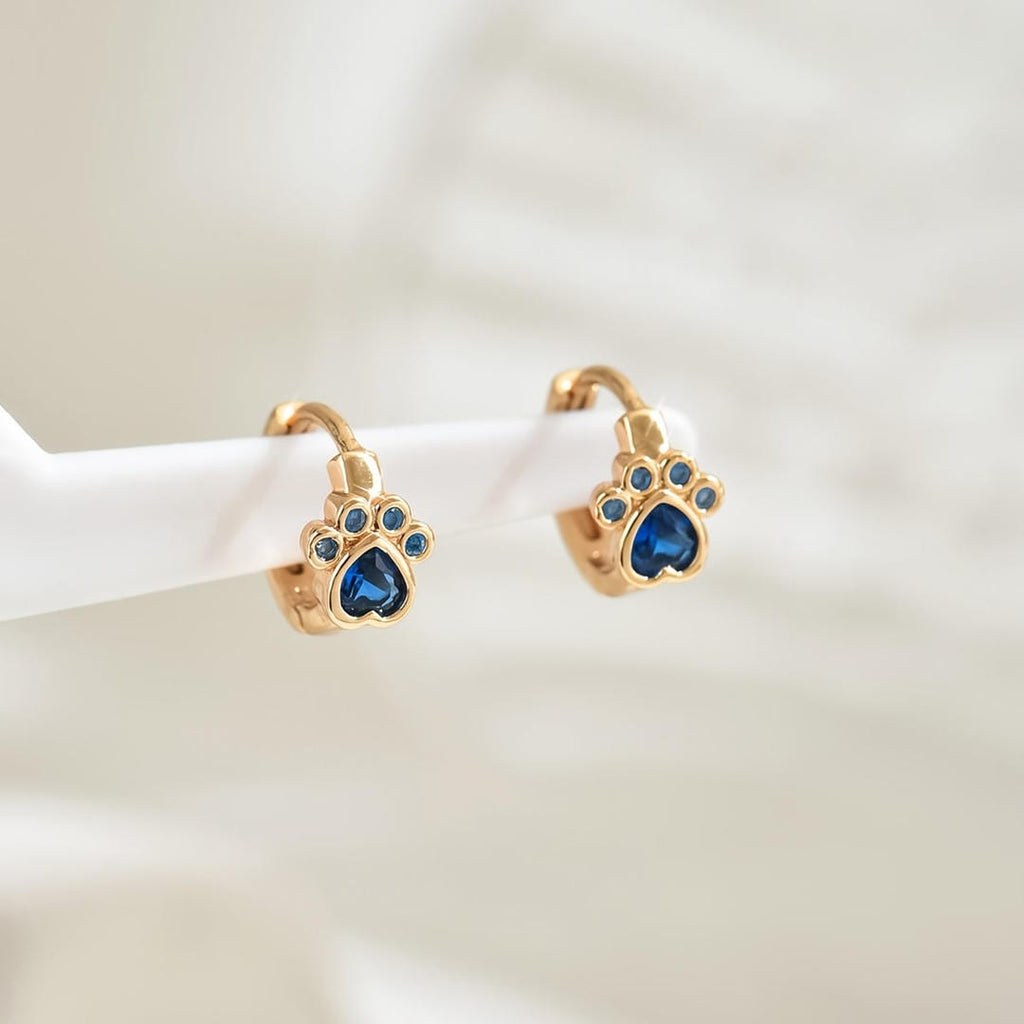 Pendientes Huggie Pata de Zafiro