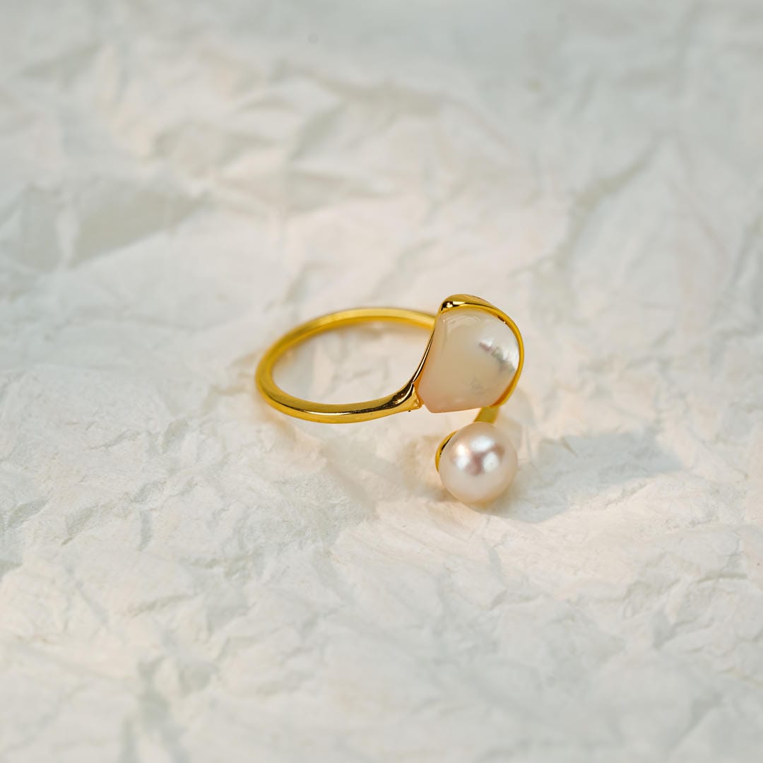 Anillo de envoltura Duo Pearl abierto