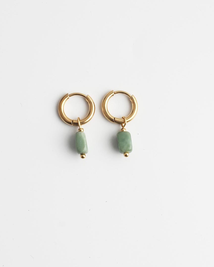 Pendientes de Aro Minimalistas de Piedra
