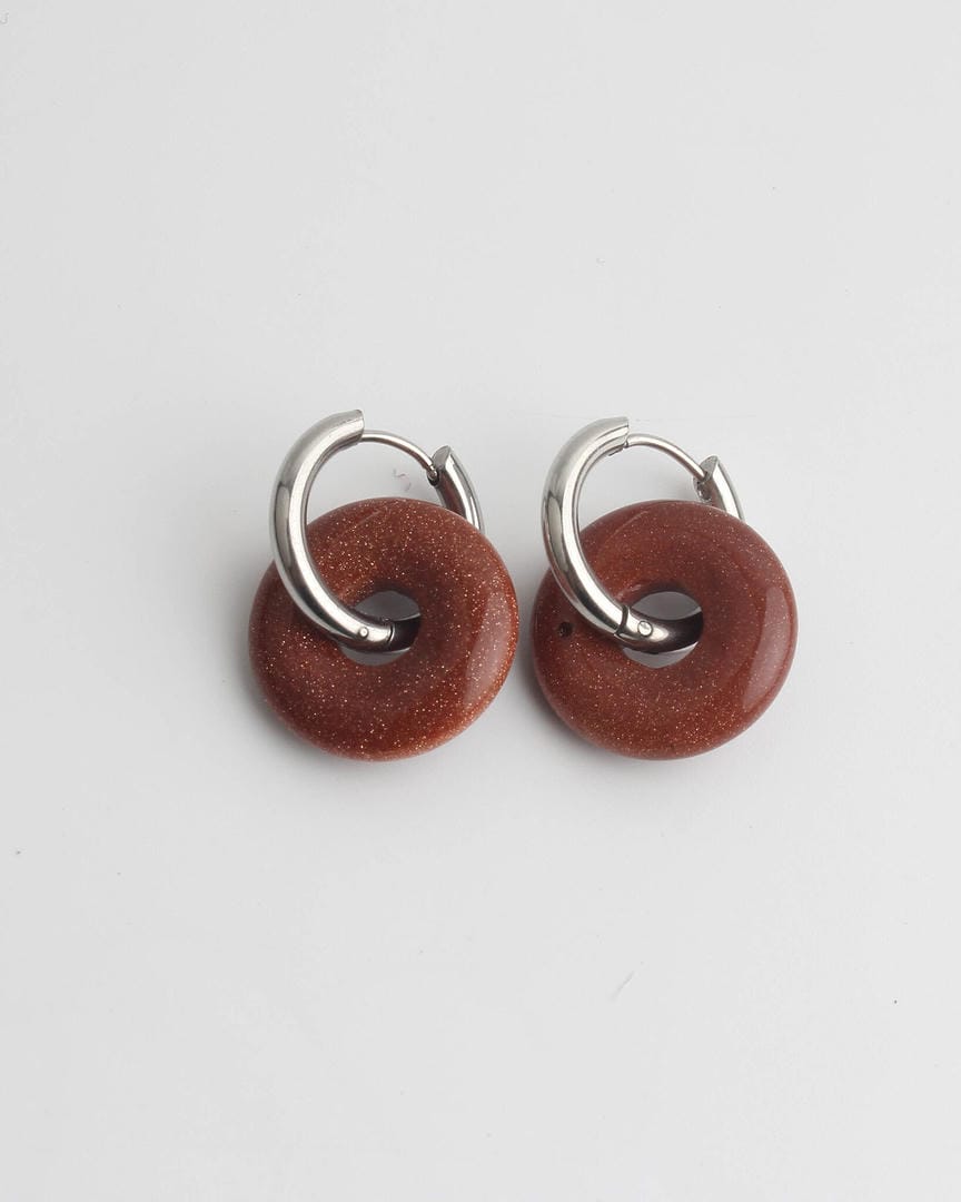 Pendientes de aro de donut de piedra