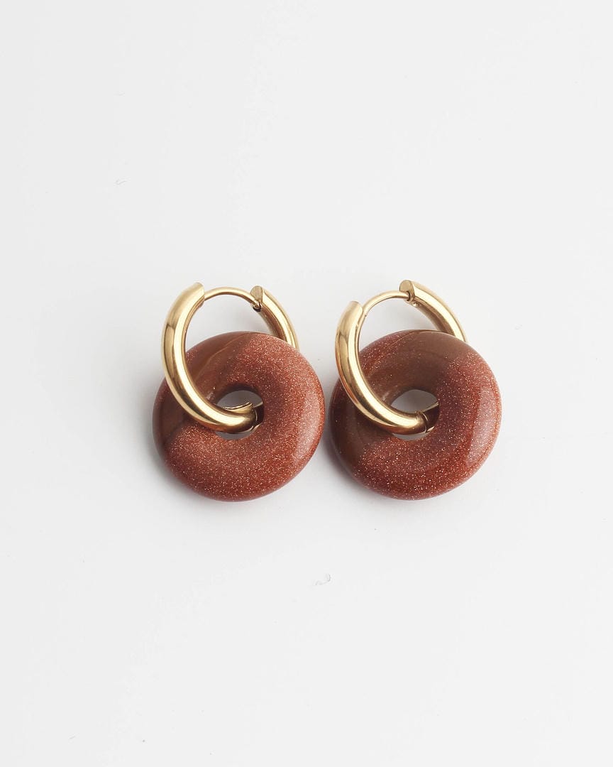 Pendientes de aro de donut de piedra
