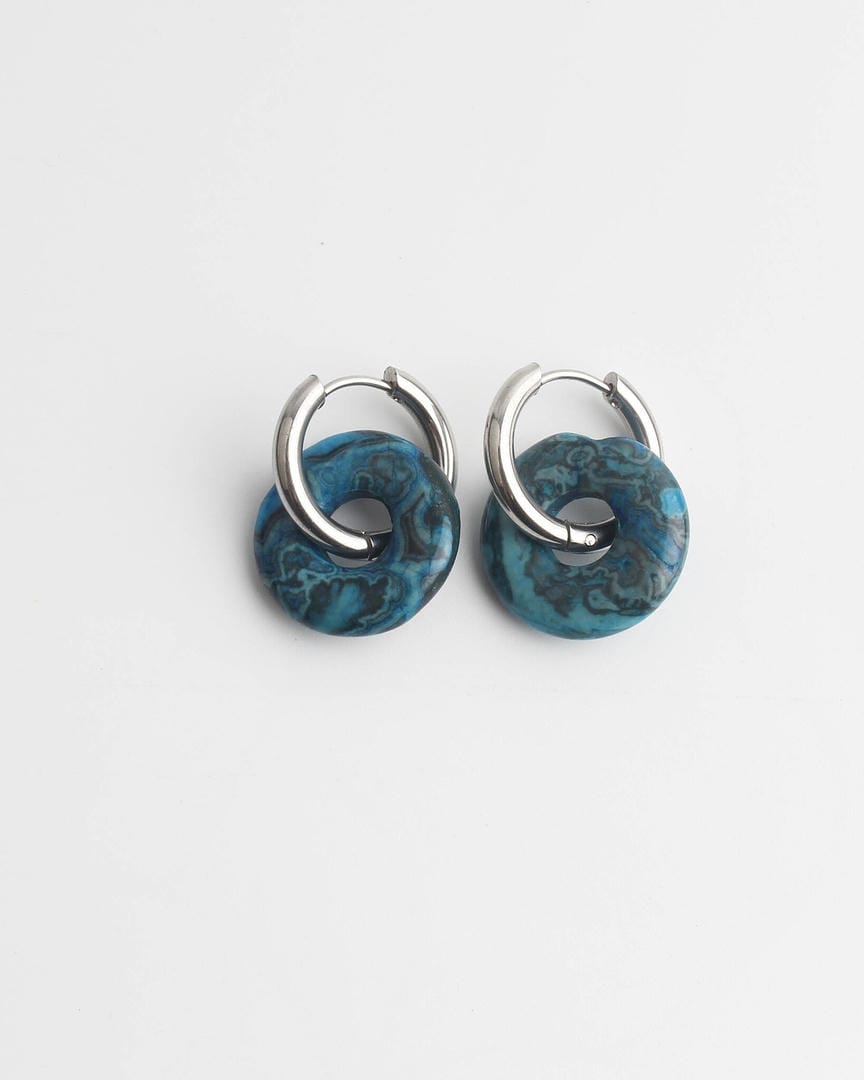 Pendientes de aro de donut de piedra
