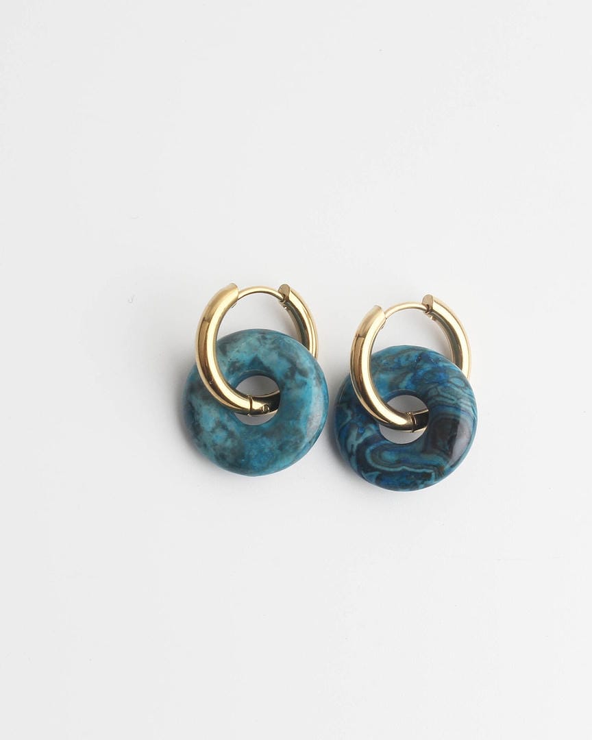 Pendientes de aro de donut de piedra