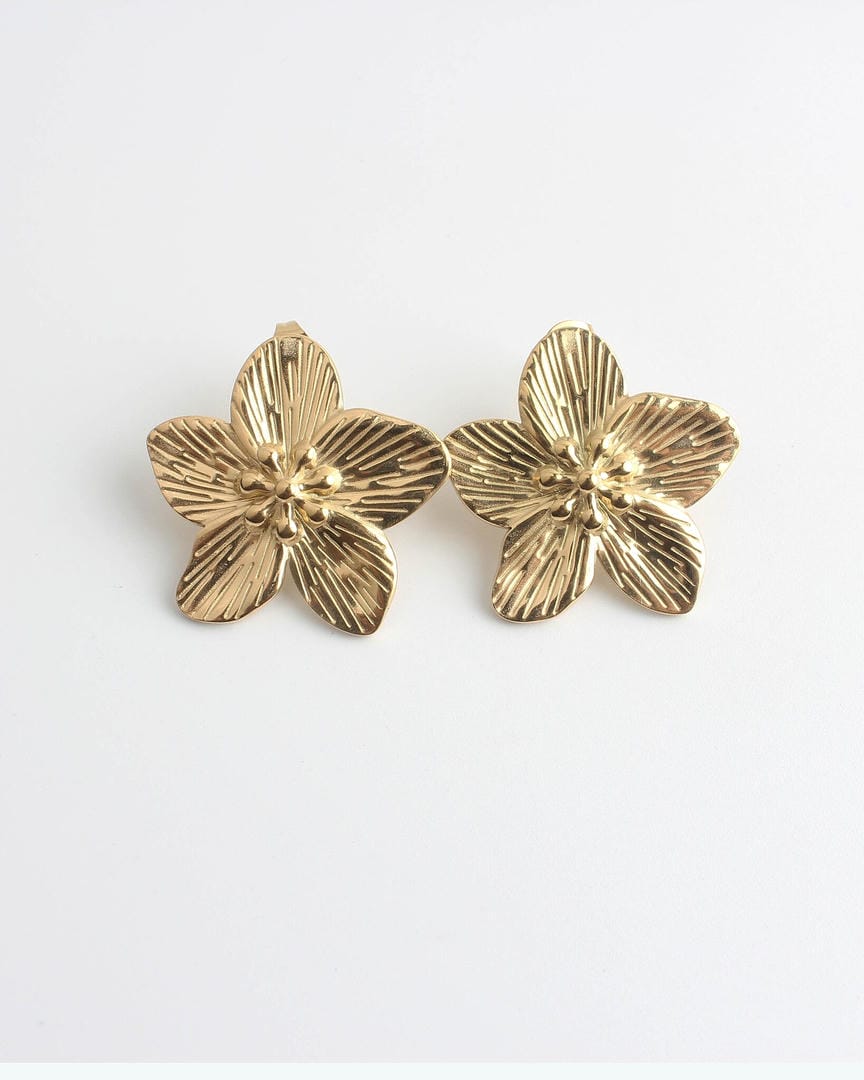 Pendientes llamativos florales en oro o plata