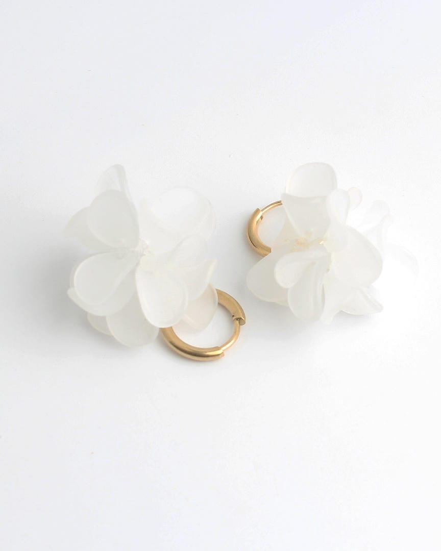 Pendientes de aro de oro con flor