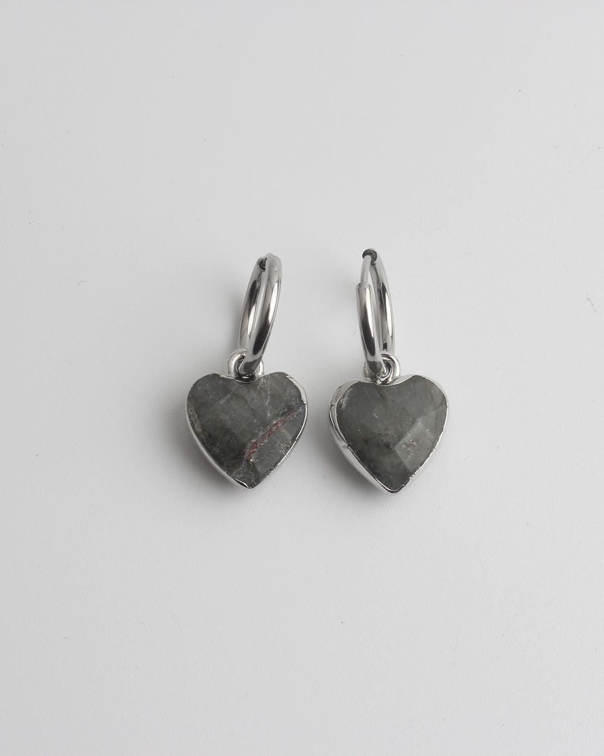 Pendientes de aro con piedra en forma de corazón