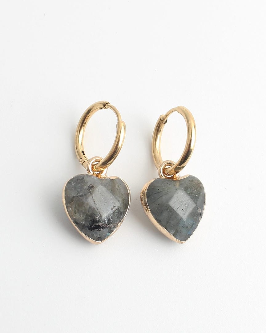 Pendientes de aro con piedra en forma de corazón