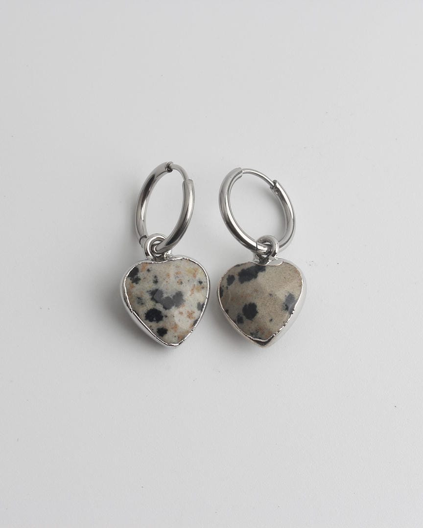 Pendientes de aro con piedra en forma de corazón