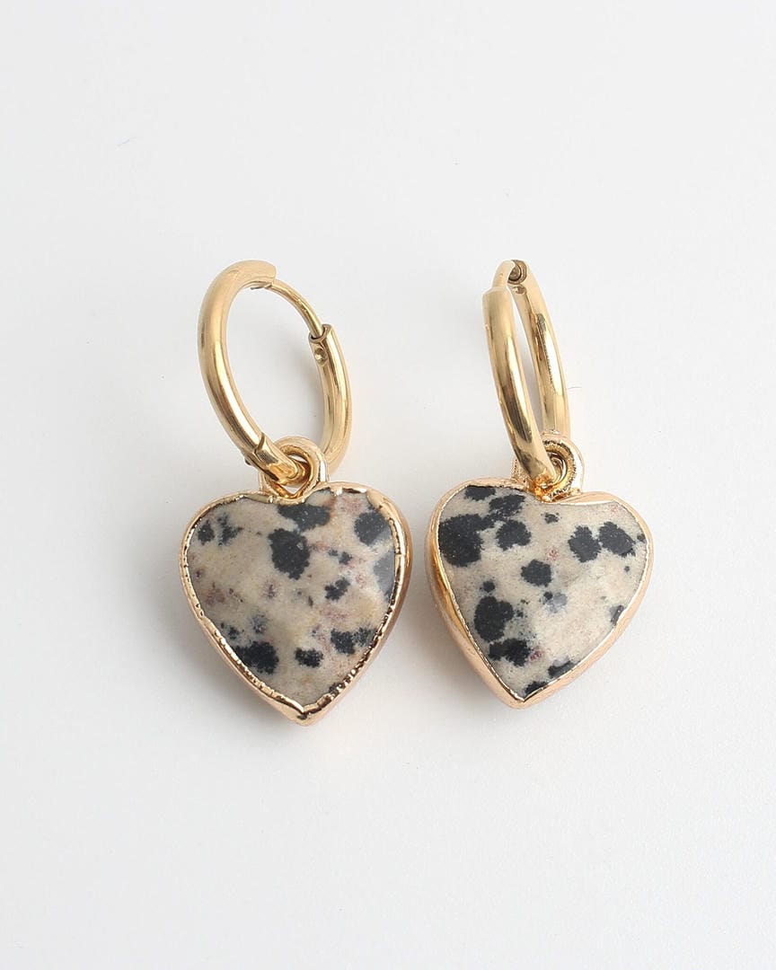 Pendientes de aro con piedra en forma de corazón