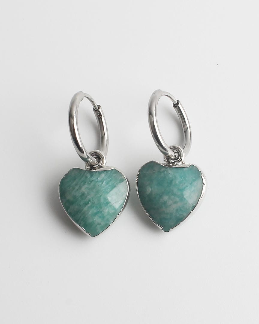 Pendientes de aro con piedra en forma de corazón