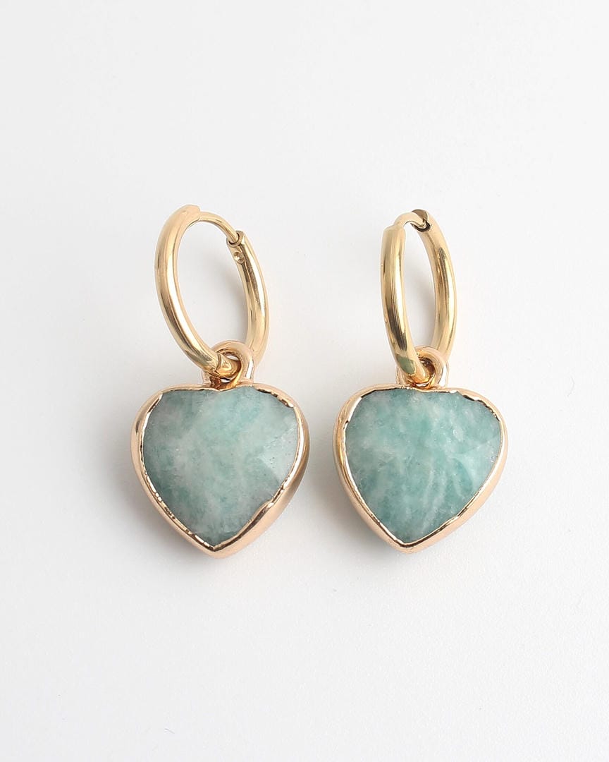 Pendientes de aro con piedra en forma de corazón