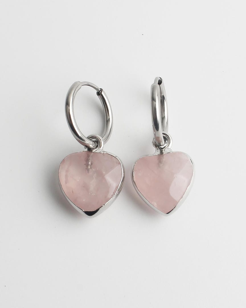 Pendientes de aro con piedra en forma de corazón