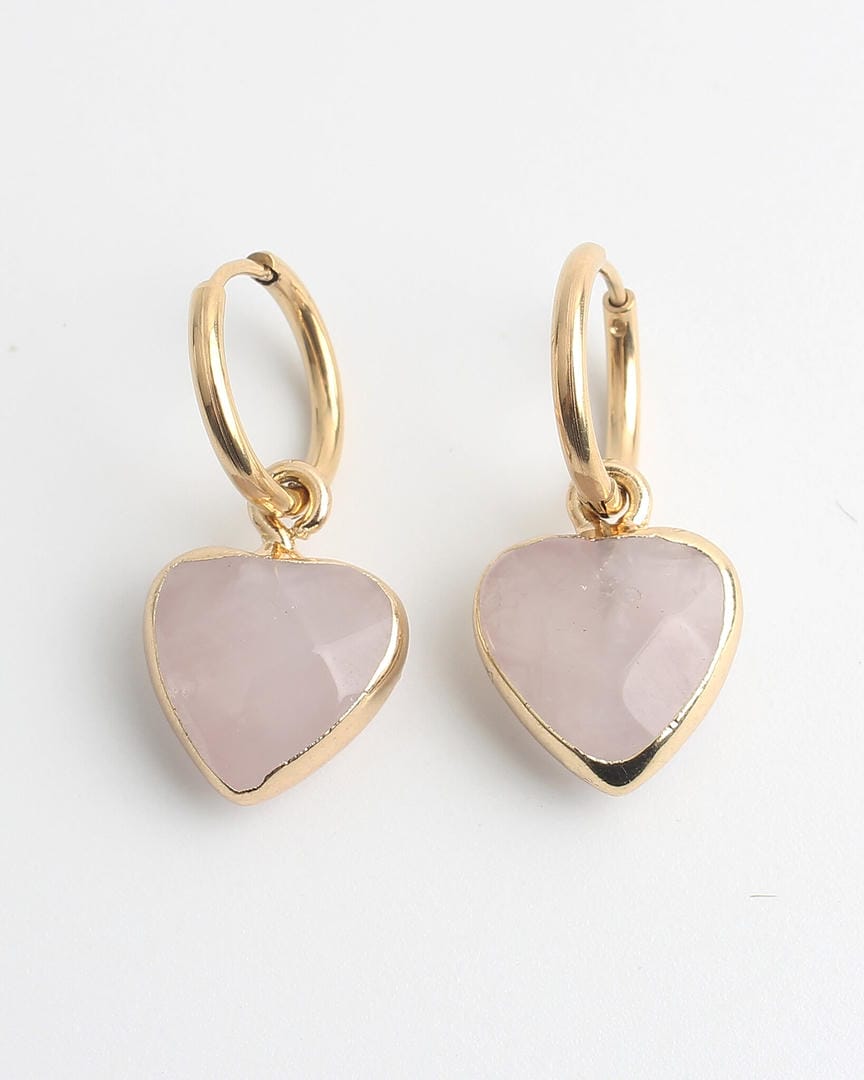 Pendientes de aro con piedra en forma de corazón
