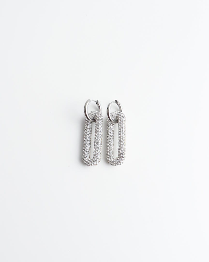 Pendientes de aro con eslabones rectangulares de pavé