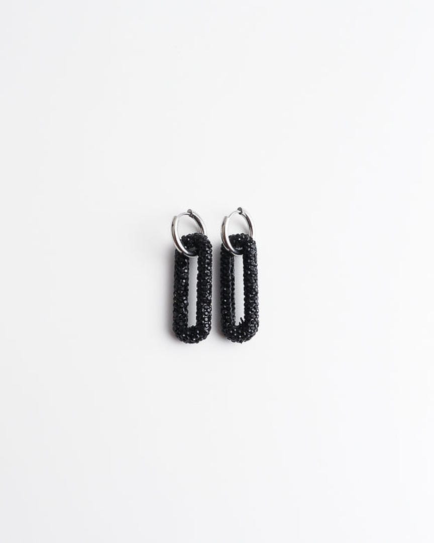 Pendientes de aro con eslabones rectangulares de pavé