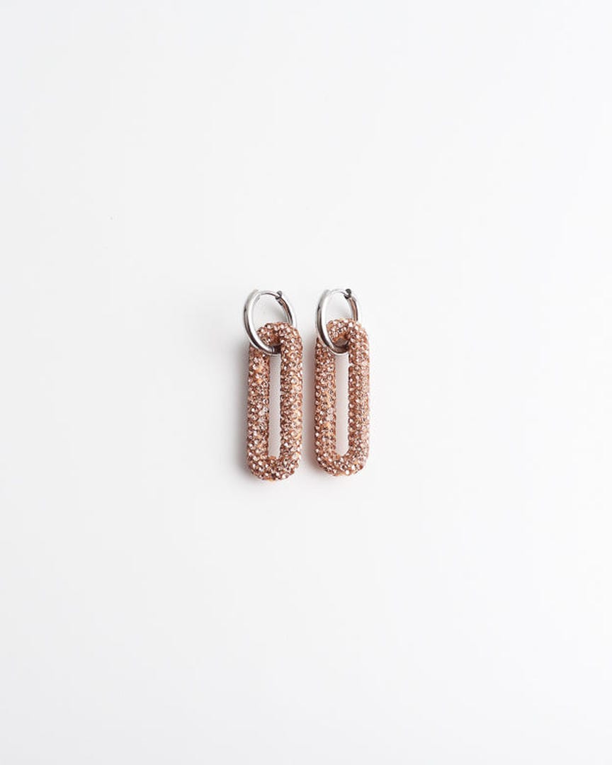 Pendientes de aro con eslabones rectangulares de pavé