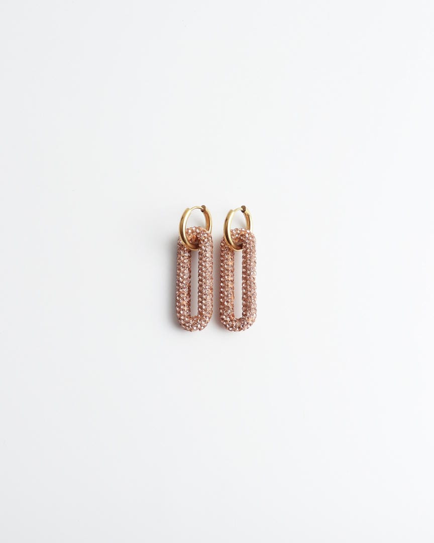 Pendientes de aro con eslabones rectangulares de pavé
