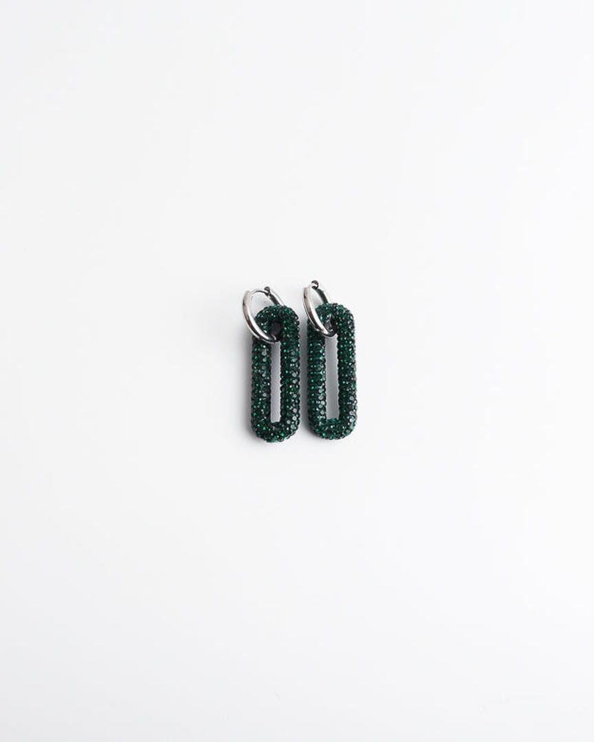 Pendientes de aro con eslabones rectangulares de pavé