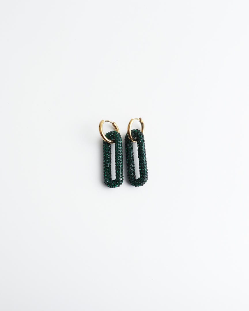 Pendientes de aro con eslabones rectangulares de pavé