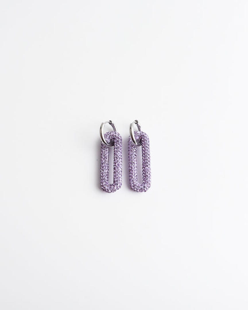 Pendientes de aro con eslabones rectangulares de pavé