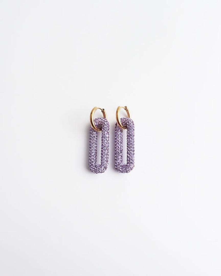 Pendientes de aro con eslabones rectangulares de pavé