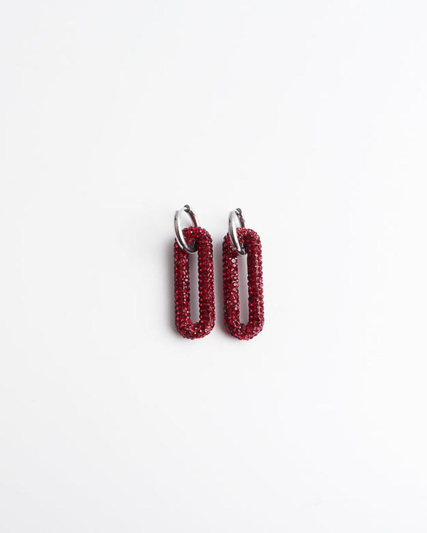 Pendientes de aro con eslabones rectangulares de pavé