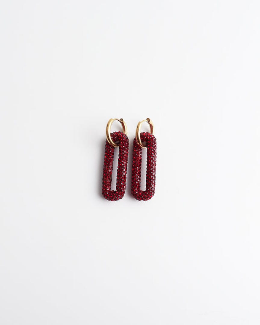 Pendientes de aro con eslabones rectangulares de pavé