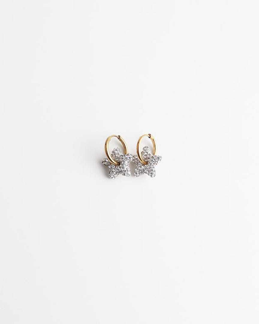 Pendientes de aro estrella Pave tonificados