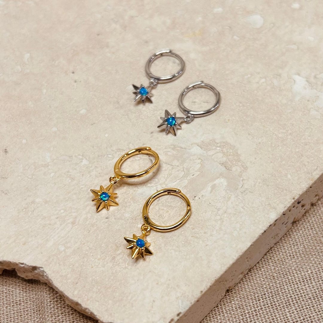 Pendientes de Aro Opal Starburst