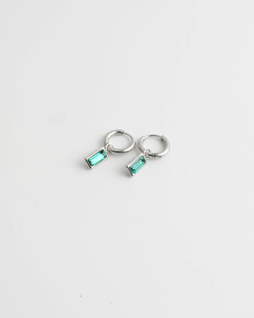 Pendientes Rectangulares Colgantes con Gema Brillante